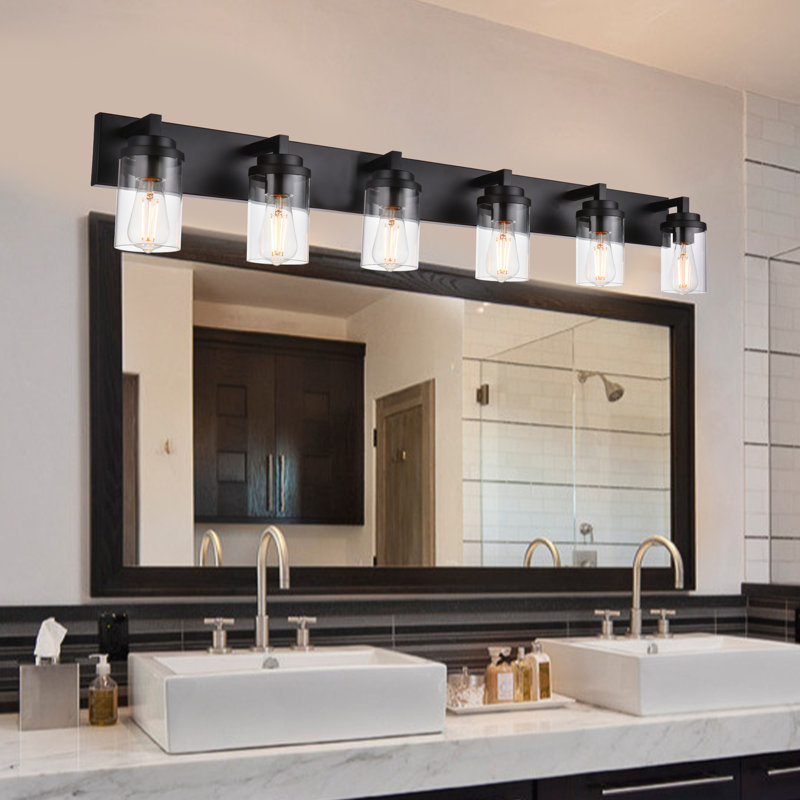 Latitude Run?? 6-Lights Bathroom Vanity Light With Clear Glass Shade ...